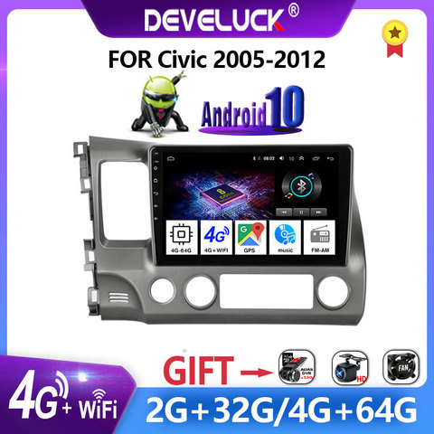 2 din Android 10 6G + 128G auto Radio Multimedia reproductor de video GPS de navegación para Honda Civic 2005-2012 2.5D pantalla 2din DSP ESTÉREO ► Foto 1/6