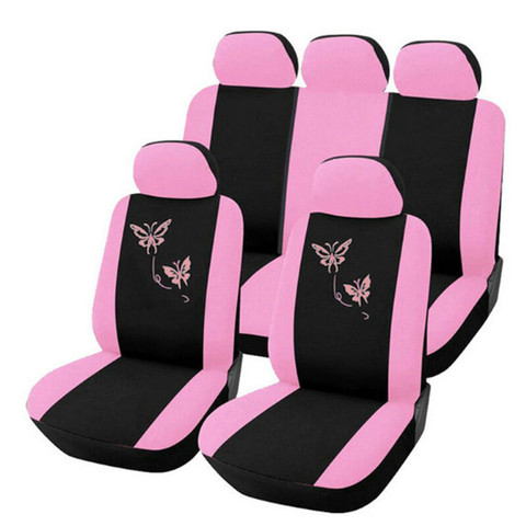 4/9 unids/set Rosa cubiertas de asiento de coche del bordado de la mariposa coche-estilo de mujer asiento cubre automóviles accesorios de Interior de coche ► Foto 1/5