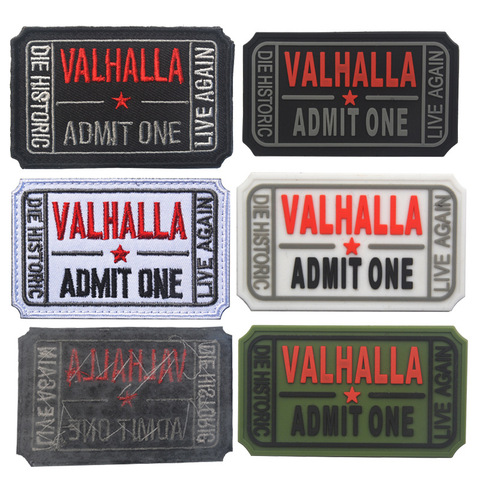 Boleto a Valhalla militar Tactical Vikings Mad Max parches gancho y lazo ejército bordado insignia de PVC pegatinas brazalete de tela ► Foto 1/6