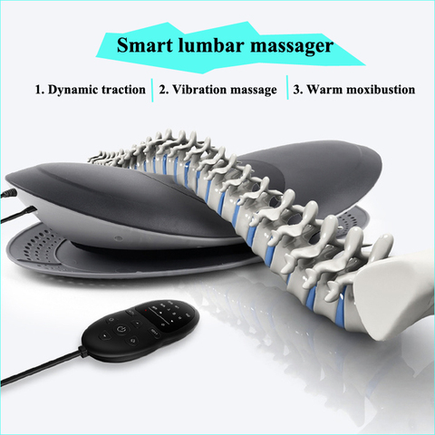 Masajeador Lumbar para el cuello y la columna vertebral, multifuncional, inflable, compresa caliente, vibración, presión de aire, masajeador de cintura caliente ► Foto 1/6