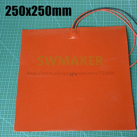 Placa/almohadilla de calefacción de goma de silicona para impresora 3D, 250x250mm, 12V/24V/110V/220V, cuadrado, hoja dieléctrica de 250x250mm ► Foto 1/4