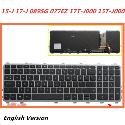 Teclado Inglés para portátil para HP Envy 15-J 17-J 089SG 077EZ 17T-J000 15T-J000 para portátil de reemplazo diseño de teclado ► Foto 1/2