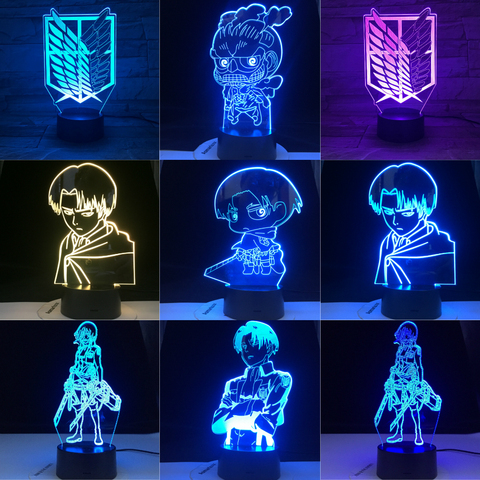 Luz Led nocturna de Anime japonés para niños, Titán colosal, CHIBI Attack on TITAN, MIKASA, ACKERMAN, Capitán Levy, regalo de Manga ► Foto 1/6