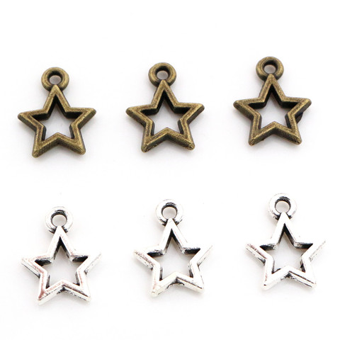 12x9mm 50pcs antiguo Chapado en plata y bronce chapado en estrella de cinco puntas estilo hecho a mano colgante de los encantos: DIY para collar de pulsera ► Foto 1/3