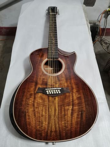 Guitarra Eléctrica acústica de 12 cuerdas con eq, mejor Fabricación, koa, gran auditorio, reposabrazos biselado, cutway, Envío Gratis ► Foto 1/5