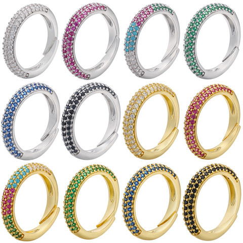 ZHUKOU 12 colores de oro/color de plata de las mujeres 2022 anillos de moda ajustable anillos CZ anillos de cristal para las mujeres/regalos modelo: VJ49 ► Foto 1/6