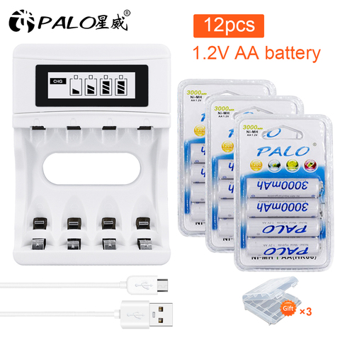 Palo 100%-pilas recargables AA originales de 1,2 V, 3000mAh, Ni-MH, AA, recargables, para cámara Mp3, coche de juguete anticaída ► Foto 1/6