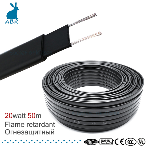 Cinturón de calefacción con retardante de llama de 50 metros, 8mm, 220V, protección de tubería de agua con temperatura autolimitada, cable de calefacción para deshielo de techo ► Foto 1/6