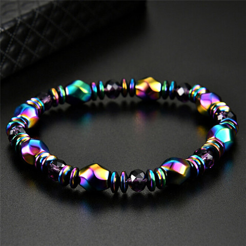 Pulsera curativa de cristal Multicolor para mujer, brazalete de malaquita magnética, producto adelgazante, hematita magnética, adelgazante para la salud ► Foto 1/6