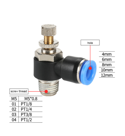 Conector neumático de conexión rápida válvula reguladora de velocidad de aire, válvula aceleradora, SL 4, 6, 8, 10, 12mm, M5, 