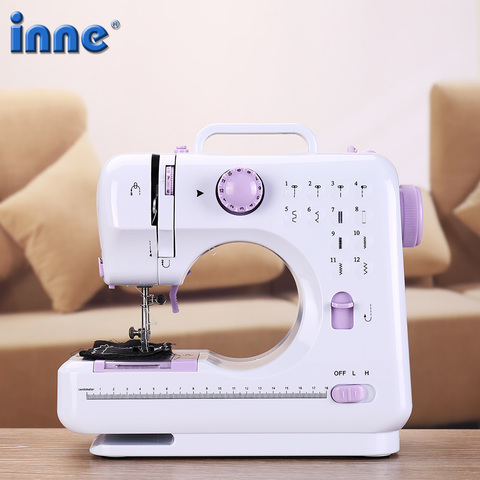 INNE-máquina de coser de 12 puntadas para el hogar, rosca doble multifunción, LED, Mini Overlock Costura, pie profesional ► Foto 1/6
