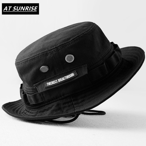 Sombrero de pescador Unisex, ropa informal estilo Hip Hop, cálido, a prueba de viento, sombrero de cubo para el aire libre, color negro, nueva marca, 2022 ► Foto 1/6