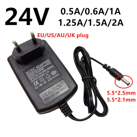 Adaptador de fuente de alimentación universal, 24 V, CA, 24 V, 0.5A, 500mA, 0.6A, 600mA, 1A, 1.25A, 1250mA, 1.5A, 2A, CA/CC, conmutación ► Foto 1/6