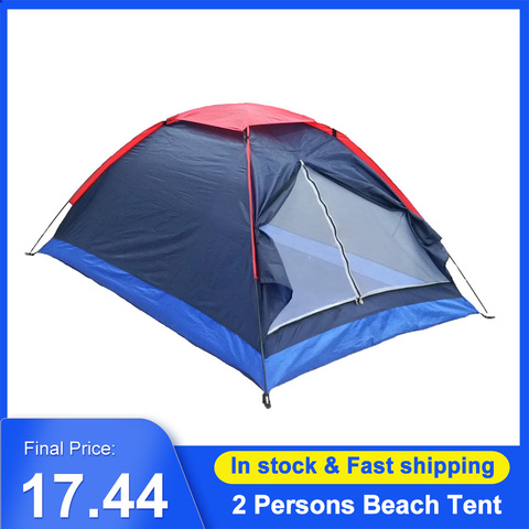 Tienda de campaña para 2 personas, carpa de playa de una capa, para viajes al aire libre, toldo impermeable a prueba de viento, tienda de verano con bolsa, disponible en rusia ► Foto 1/6