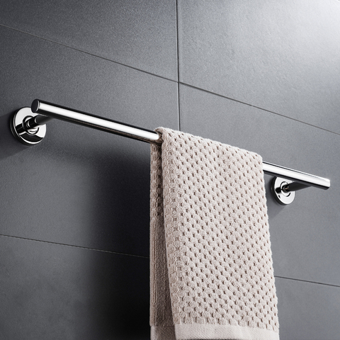 Toallero individual de acero inoxidable pulido, soporte montado en la pared para cuarto de baño y ducha ► Foto 1/6