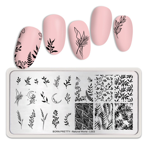 BORN PRETTY naturaleza hojas plantas diseño imagen plantilla uñas estampado placas acero inoxidable clavo Plato decorativo ► Foto 1/6