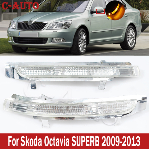 Coche izquierda y derecha LED luz para espejo retrovisor las señales de giro luz ala repetidor indicador de la lámpara para Skoda Octavia Superb 2009-2013 ► Foto 1/6