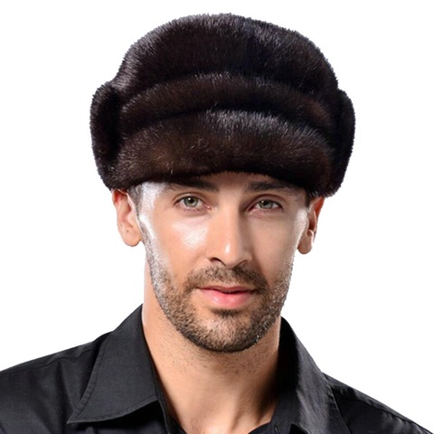 Sombrero de piel de visón para hombre, gorro cálido de invierno, regalo de Navidad, Envío Gratis ► Foto 1/4