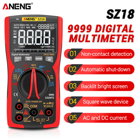 SZ18-multímetro Digital de valores eficaces verdaderos, probador analógico profesional, multímetro de cuenta de 9999, condensador Transistor artesanal, medidor Lcr NCV ► Foto 1/6
