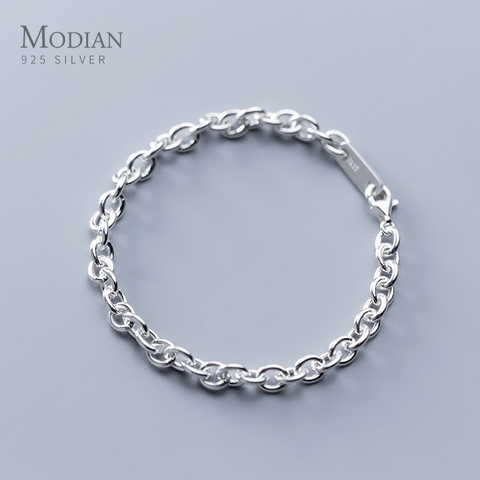 Modian negra pulsera de cadena para las mujeres genuino 925 Sterling plata geométrica pulsera de estilo de Corea bien joyería Bijoux ► Foto 1/5