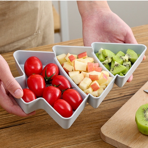 Platos de plástico con forma del árbol para el desayuno, bandeja creativa para aperitivos, frutos secos, semillas, frutas secas, suministros de cocina casera ► Foto 1/6