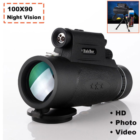 Telescopio Monocular de largo alcance de 8000m, telescopio HD de visión  nocturna de baja luz para teléfono inteligente, alcance óptico de caza al  aire libre, 100X90 - Historial de precios y revisión