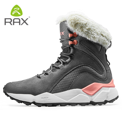 RAX-botas de piel con pieles muy cálidas para mujer, zapatos informales de trabajo, deportivas, botines de goma, para invierno ► Foto 1/6