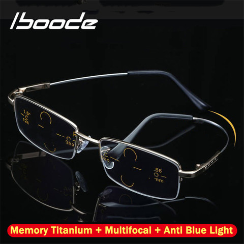 Iboode, gafas de lectura graduales Multifocal de titanio, gafas para hombre y mujer Anti luz azul, visión de lejos, gafas para presbicia de aleación, dioptrías ► Foto 1/6