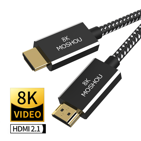 MOSHOU HDMI 2,1 Cable de 8K 60Hz 4K 120Hz 48Gbps arco eARC HDR 2,0 Cable de vídeo para el amplificador TV PS4 NS proyector de alta definición ► Foto 1/6