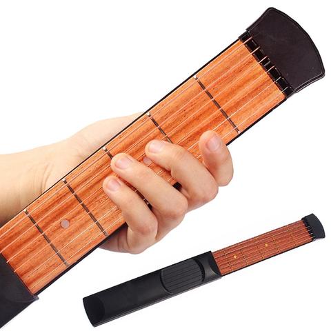 Guitarra de bolsillo portátil para principiantes, cuerdas de entrenamiento de cuerdas, herramienta de práctica, 6 trastes, 1 Uds. ► Foto 1/6