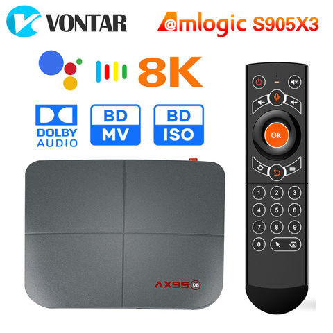 AX95-reproductor multimedia de 4GB, 128GB, dispositivo de TV inteligente, Android 9,0, Amlogic S905X3, 4K, 8K, compatible con Dolby BD, MV, BD, ISO, Wifi Dual, Youtube ► Foto 1/6