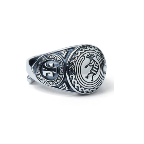 Anillo de estilo indio de Plata de Ley 925 auténtica, anillo clásico ajustable para hombres, anillo Punk y Rock, regalo de Joyería de Halloween gótico ► Foto 1/6