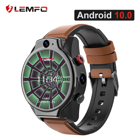 LEMFO LEM14 reloj inteligente 4G 5ATM impermeable Android 10 Helio P22 Chip 4G 64GB 4G LTE SIM 1100mAh identificación facial 2022 Cámara Dual para los hombres ► Foto 1/6