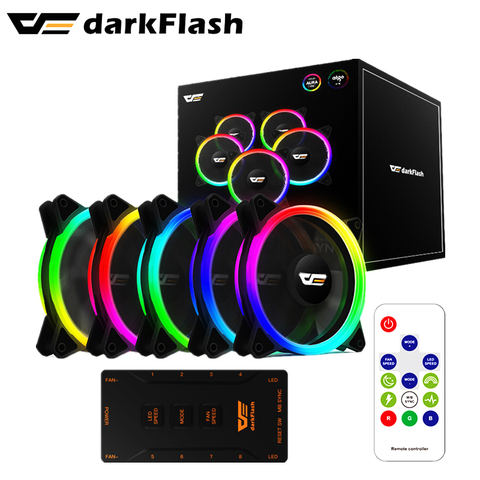 Darkflash DR12 PRO aura sync ARGB mudo ventilador de 120mm de la computadora de la PC caso de ventilador de refrigeración RGB de control remoto de halo doble enfriador 12CM ventilador LED ► Foto 1/6