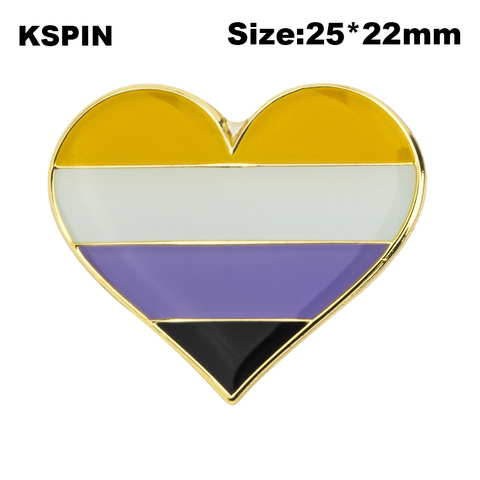 Insignia en forma de corazón no binario símbolo Pin Metal insignias broche decorativo pines para broche de ropa joyería XY0629-1 ► Foto 1/6