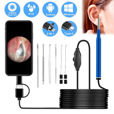 Minicámara endoscópica médica de 3,9 MM, impermeable, USB, cámara de inspección para OTG, Android, teléfono, PC, boroscopio para oreja y nariz ► Foto 1/6