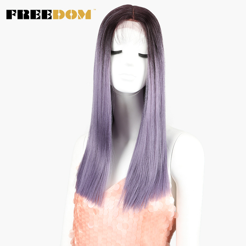 FREEDOM-Peluca de cabello sintético para mujer afroamericana, cabellera artificial resistente al calor, color morado, Rubio y azul, línea de pelo Natural para Cosplay ► Foto 1/6