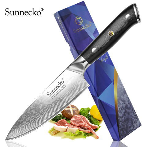 Sunnecko-cuchillo de acero de Damasco de Chef japonés VG10 de 6,5 pulgadas, cuchilla de núcleo de acero, mango exquisito G10, cuchillos de cocina para cortar carne ► Foto 1/6