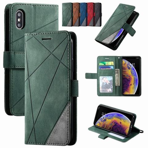 Funda de teléfono de negocios con soporte, para Huawei P Smart 2022, P20 Lite, 2022, P30 Pro, P40, Mate 30, 20 Lite, billetera con rayas, rombos, D21G ► Foto 1/6