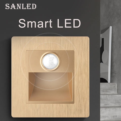 Lámpara de pared inteligente con Sensor de 2W, luz nocturna de Control, luz de escalera LED, paso empotrado, escalera, vestíbulo, pasillo, dormitorio y baño ► Foto 1/6