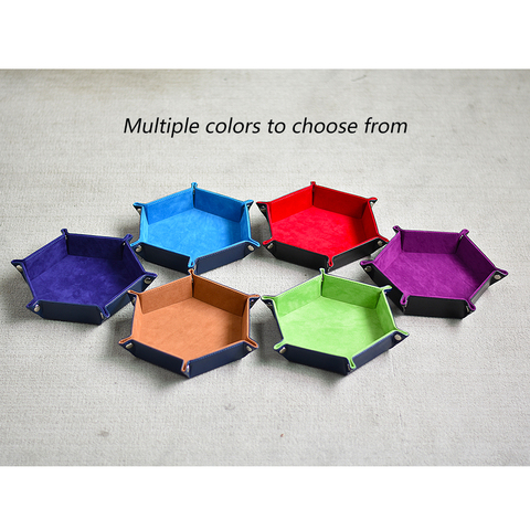 Bandeja para dados de cuero hexagonal plegable Reversible, soporte portátil para juegos, mesa de juegos, almacenamiento de dulces ► Foto 1/6