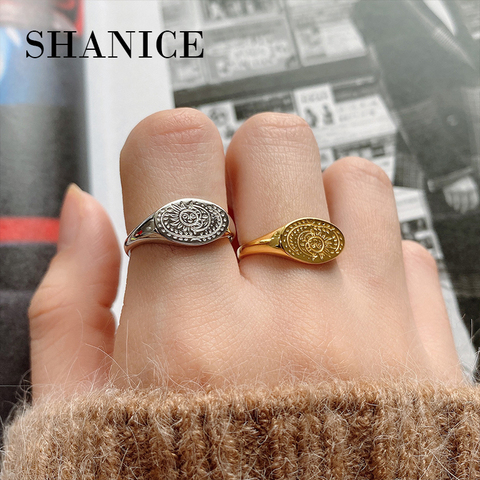 SHANICE-anillo abierto de Plata de Ley 925, anillo Retro de Luna y sol, Red minimalista, anillo de dedo de nicho rojo japonés y coreano Punk ► Foto 1/2