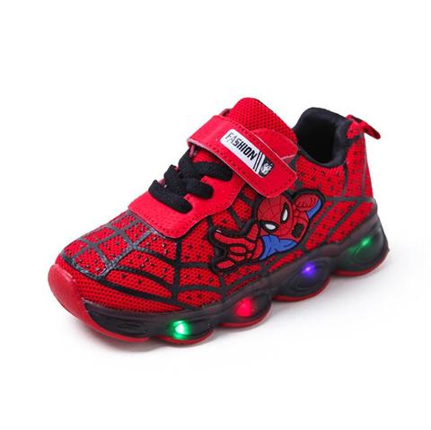 Zapatillas de deporte brillantes de Spiderman para niños y niñas, calzado deportivo para correr, transpirable, Led, para bebés ► Foto 1/6