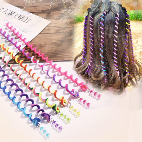 6 unids/set niñas lindo colorido cristal espiral larga diademas para el pelo de la trenza del pelo de moda de los Niños Accesorios para el pelo ► Foto 1/6
