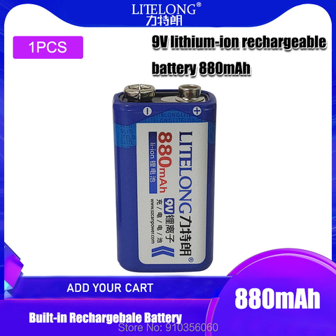 Uds LITELONG Super recargable 9V 9V 6F22 batería de litio de 880mah para la cámara Digital de Control remoto juguetes de metal detector ► Foto 1/6