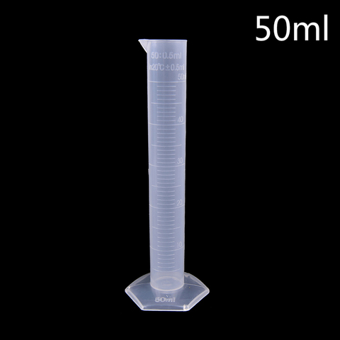 50ml cilindro de medición de plástico herramientas graduadas química cilindro graduado de laboratorio herramientas escuela suministros de laboratorio ► Foto 1/4