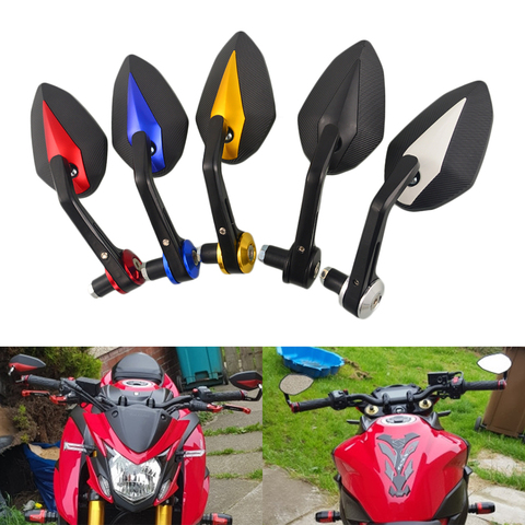 De la motocicleta espejo del manillar lado contrapesos de manillar espejo para YAMAHA R6 R1 MT 09 TMAX XMAX WR 125 en 250 para Duque 690, 125, 200, 390 ► Foto 1/6