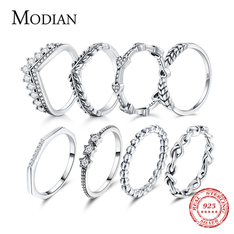 Modian de plata de oro rosa brillante anillos para las mujeres de moda 100% de Plata de Ley 925 apilable dedo anillo boda joyería DE LA DECLARACIÓN ► Foto 1/5