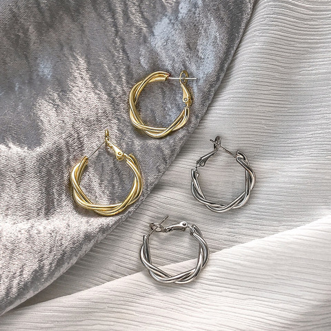 Pendientes de aro gruesos y pequeños para mujer, joyería minimalista, aros grandes redondos, declaración grande, moda coreana, 2022 ► Foto 1/6