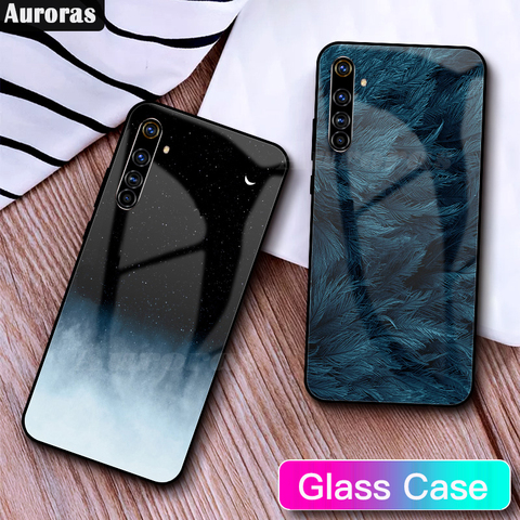 Las Auroras para Realme 6 Pro caso cubierta completa de vidrio templado diseño de cielo estrellado pluma Funda para Realme 7 Pro Realme 6 Realme X50 Pro ► Foto 1/6